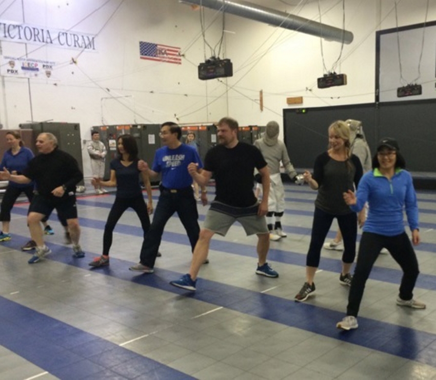 photo of group learning footwork